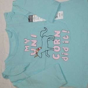 Okie Dokie Long Sleeve 12M Girls  My Unicorn Did It. Island Aqua Color